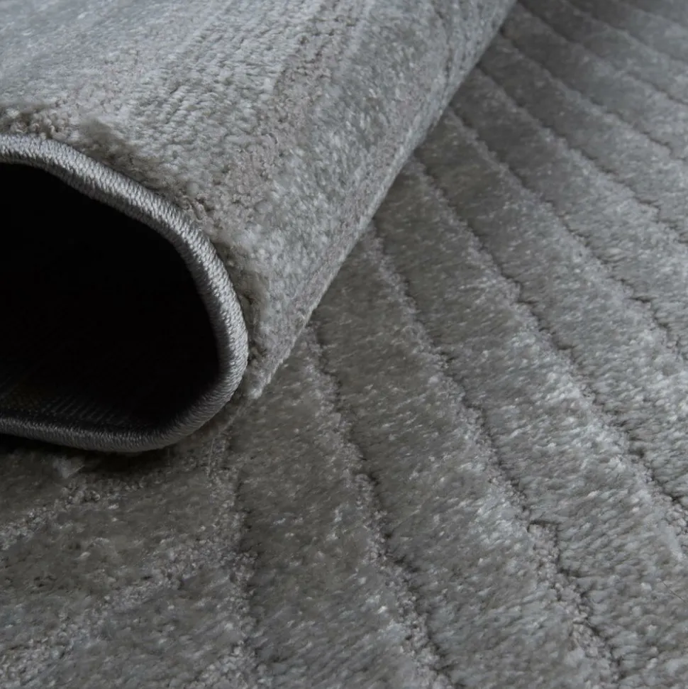 UNAMOURDETAPIS - Très grans tapis rond de salon ø240cm lyn9 d gris, tapis rond ton sur ton moderne