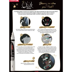UNI BALL - Coffret de 4 marqueurs à craie Chalk Marker PWE5M - 4 coloris de Noël