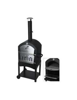 VAGGAN - Barbecue au charbon avec four en pierre 44,5x65x158cm