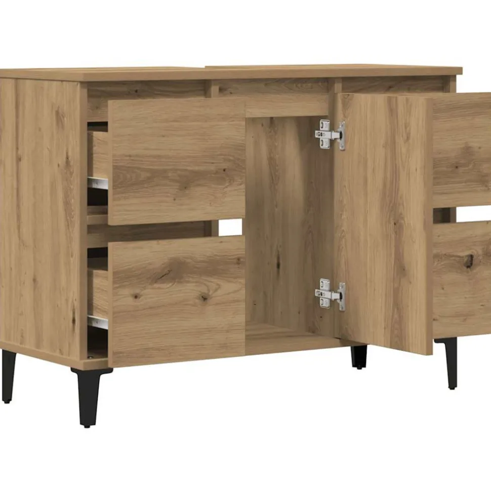 VIDAXL - Armoire d'évier chêne artisanal 80x33x60 cm bois d'ingénierie