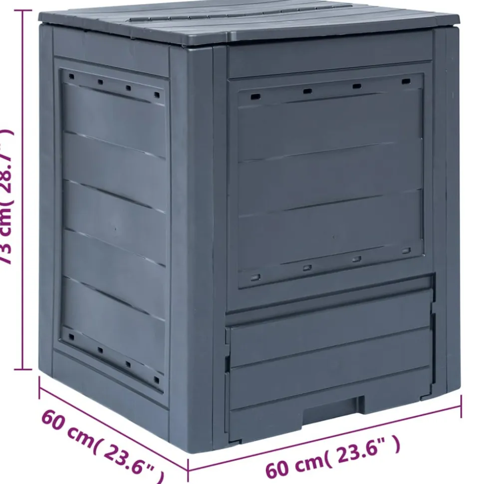 VIDAXL - Bac à compost de jardin gris 60x60x73 cm 260 l