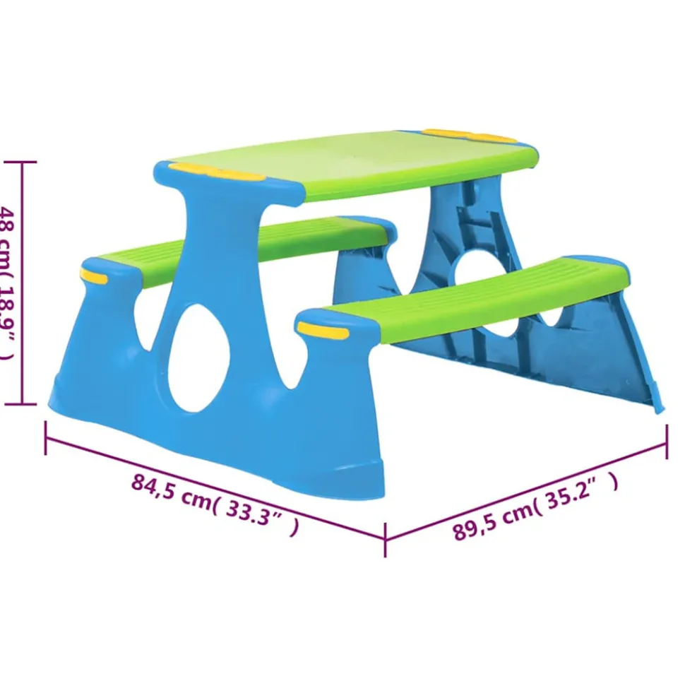 VIDAXL - Banc de pique nique pour enfants 89,5x84,5x48 cm polypropylène