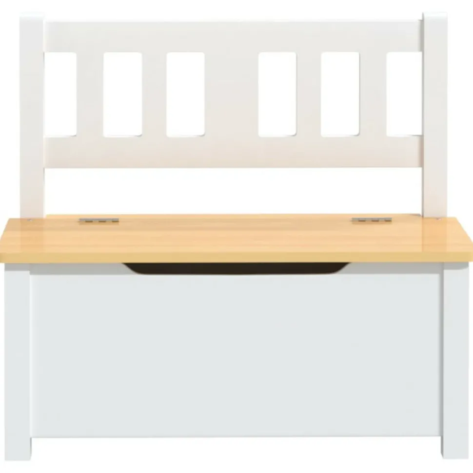 VIDAXL - Banc de rangement pour enfants blanc et beige 60x30x55 cm mdf
