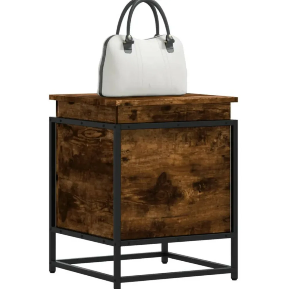 VIDAXL - Boîte de rangement avec couvercle chêne fumé bois d ingénierie