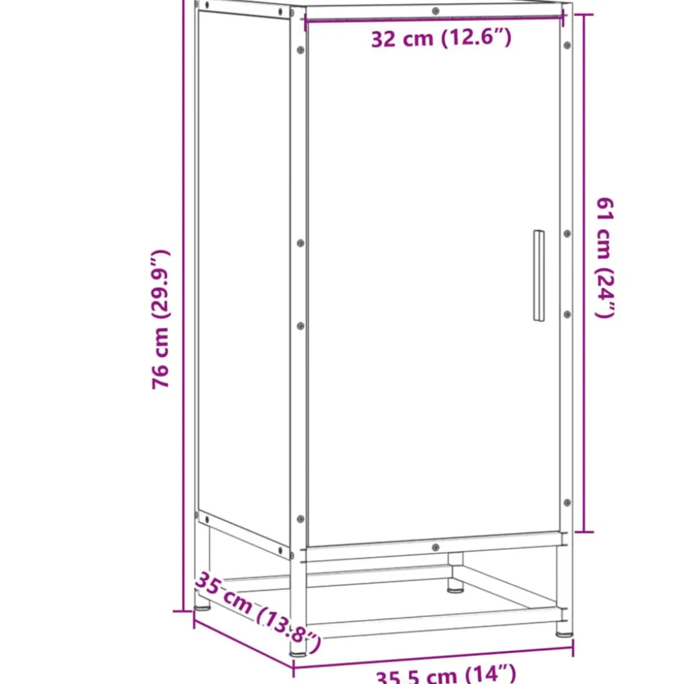 VIDAXL - Buffet chêne fumé 35,5x35x76 cm bois d'ingénierie et métal
