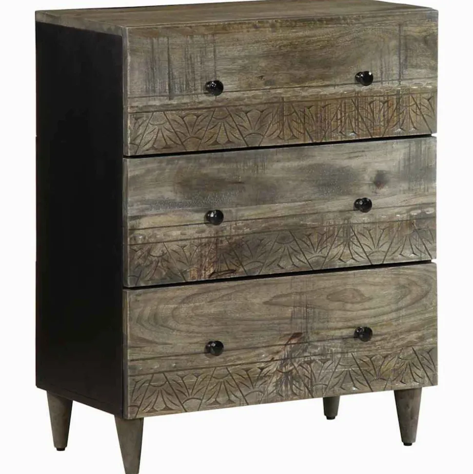 VIDAXL - Buffet gris clair 60x33,5x75 cm bois de manguier massif