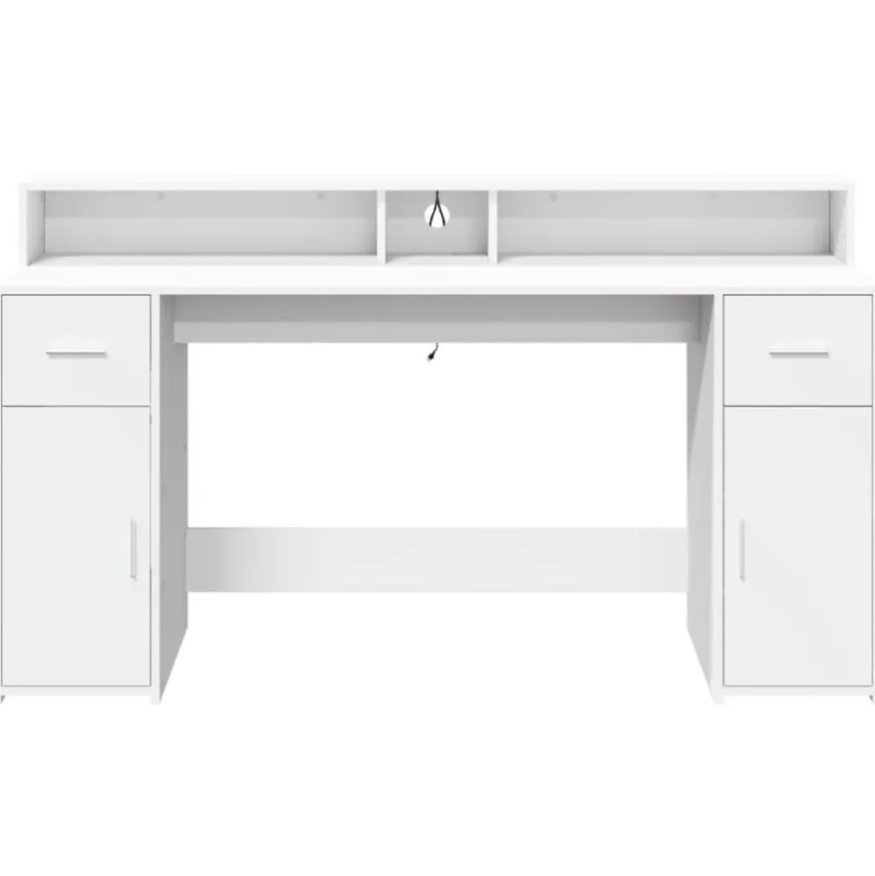 VIDAXL - Bureau avec lumières led blanc 160x55x91 cm bois d'ingénierie