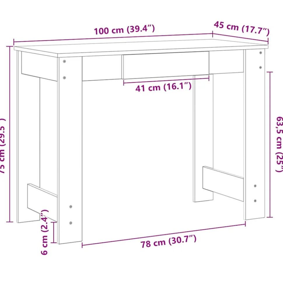 VIDAXL - Bureau blanc 100x45x75 cm bois d'ingénierie