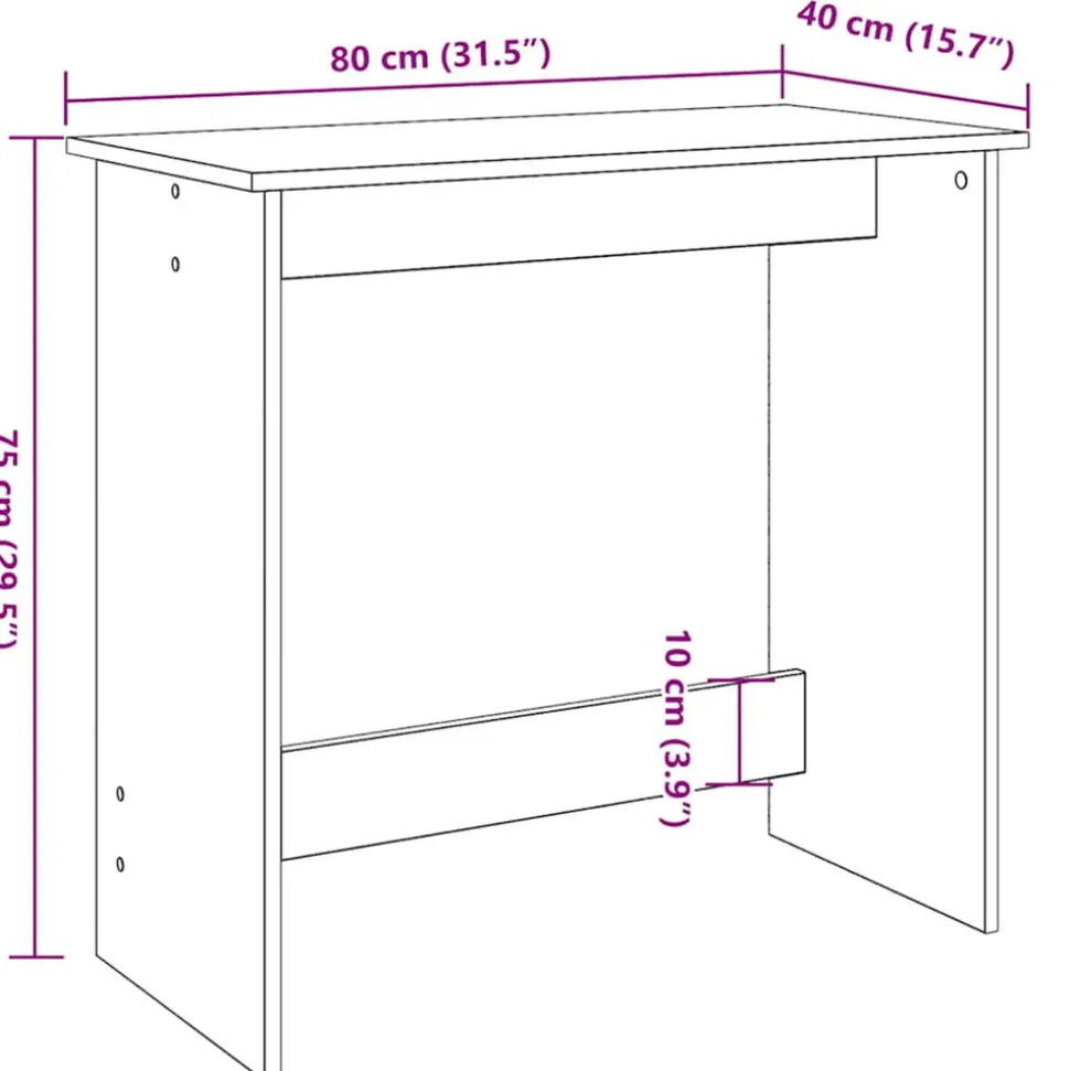 VIDAXL - Bureau chêne sonoma 80x40x75 cm aggloméré