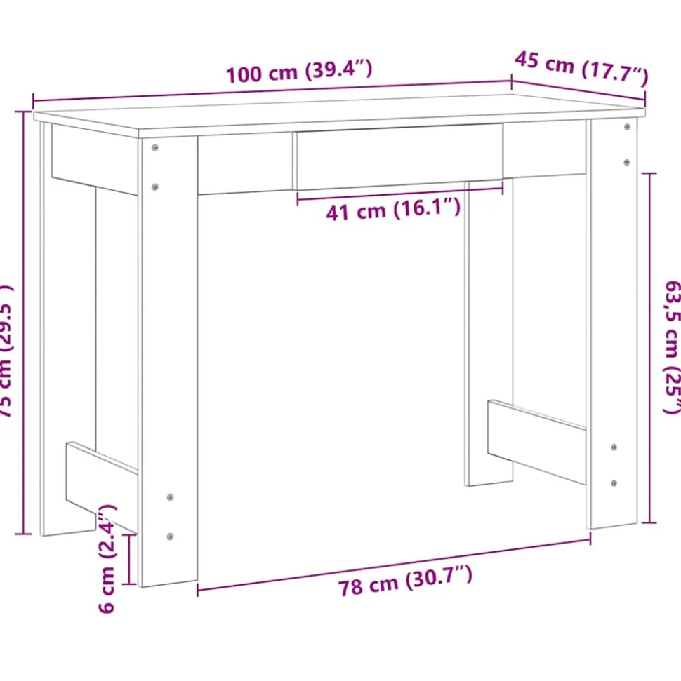 VIDAXL - Bureau sonoma gris 100x45x75 cm bois d'ingénierie