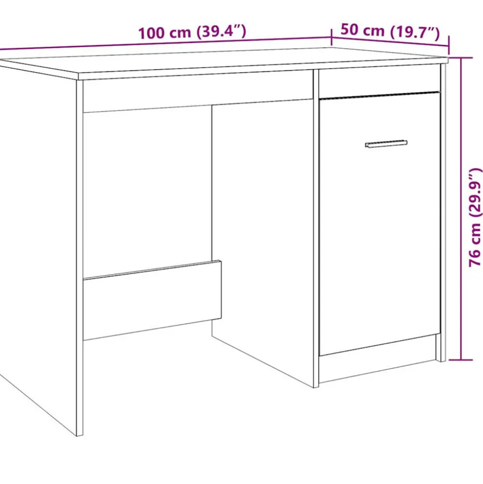 VIDAXL - Bureau vieux bois 100x50x76 cm bois d'ingénierie