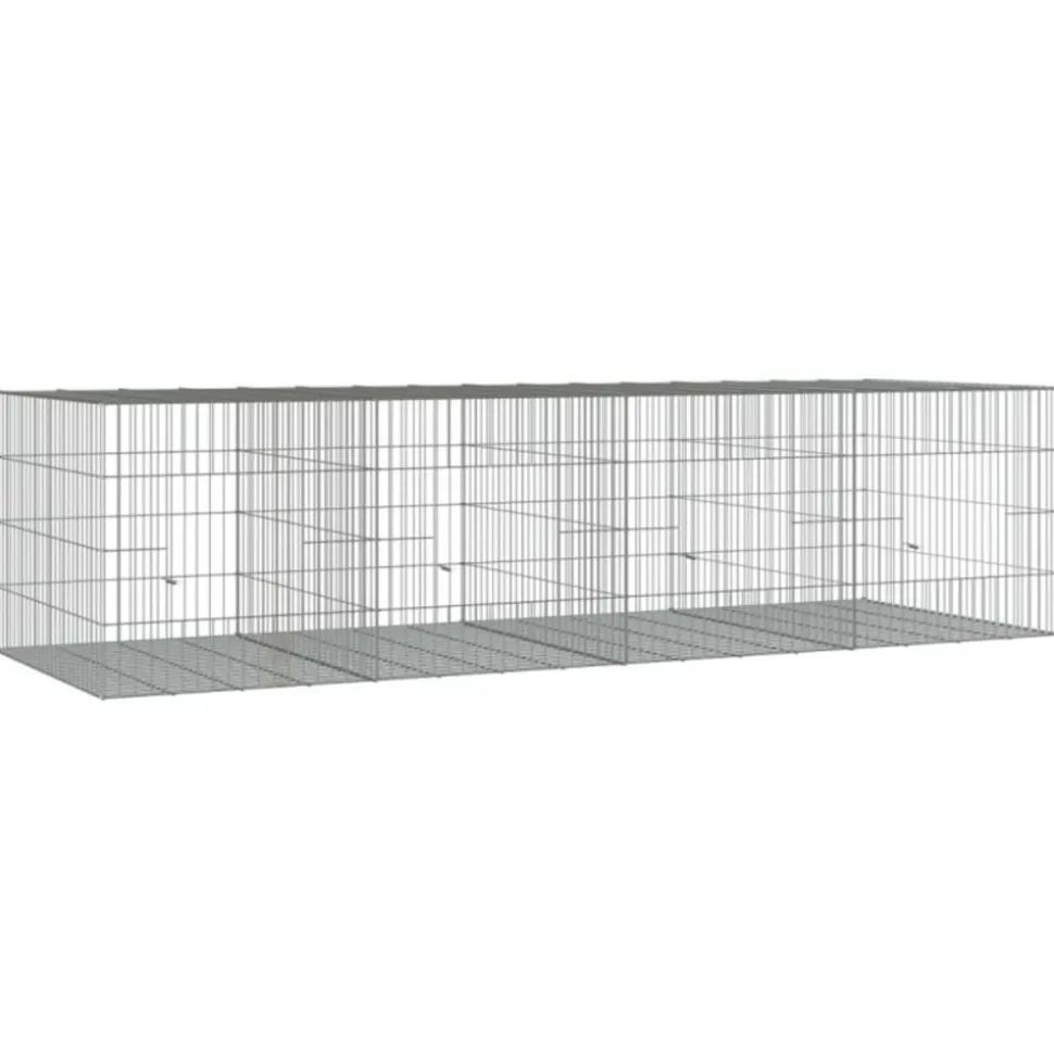 VIDAXL - Cage à lapin 4 panneaux 217x79x54 cm fer galvanisé