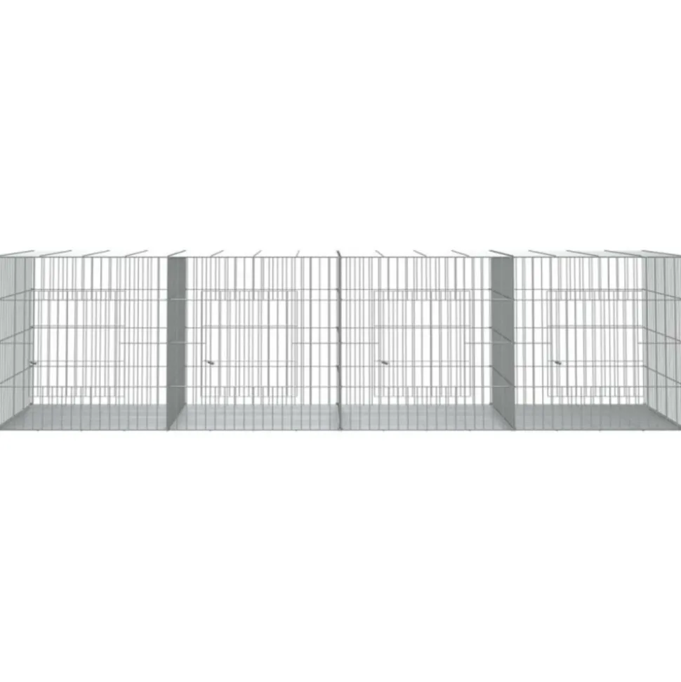 VIDAXL - Cage à lapin 4 panneaux 217x79x54 cm fer galvanisé