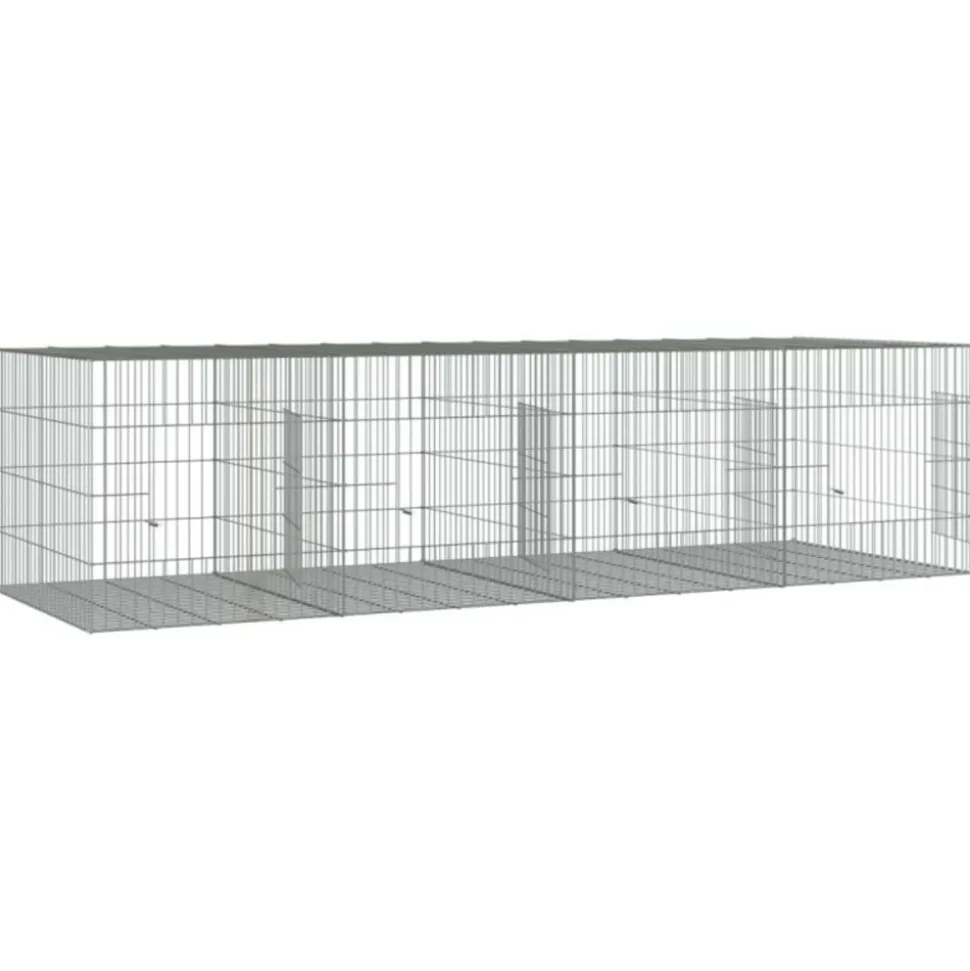 VIDAXL - Cage à lapin 4 panneaux 217x79x54 cm fer galvanisé