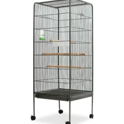 VIDAXL - Cage à oiseaux noir 54 x 54 x 146 cm acier