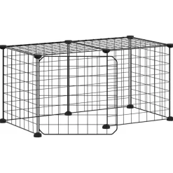 VIDAXL - Cage animaux de compagnie à 8 panneaux et porte noir 35x35 cm
