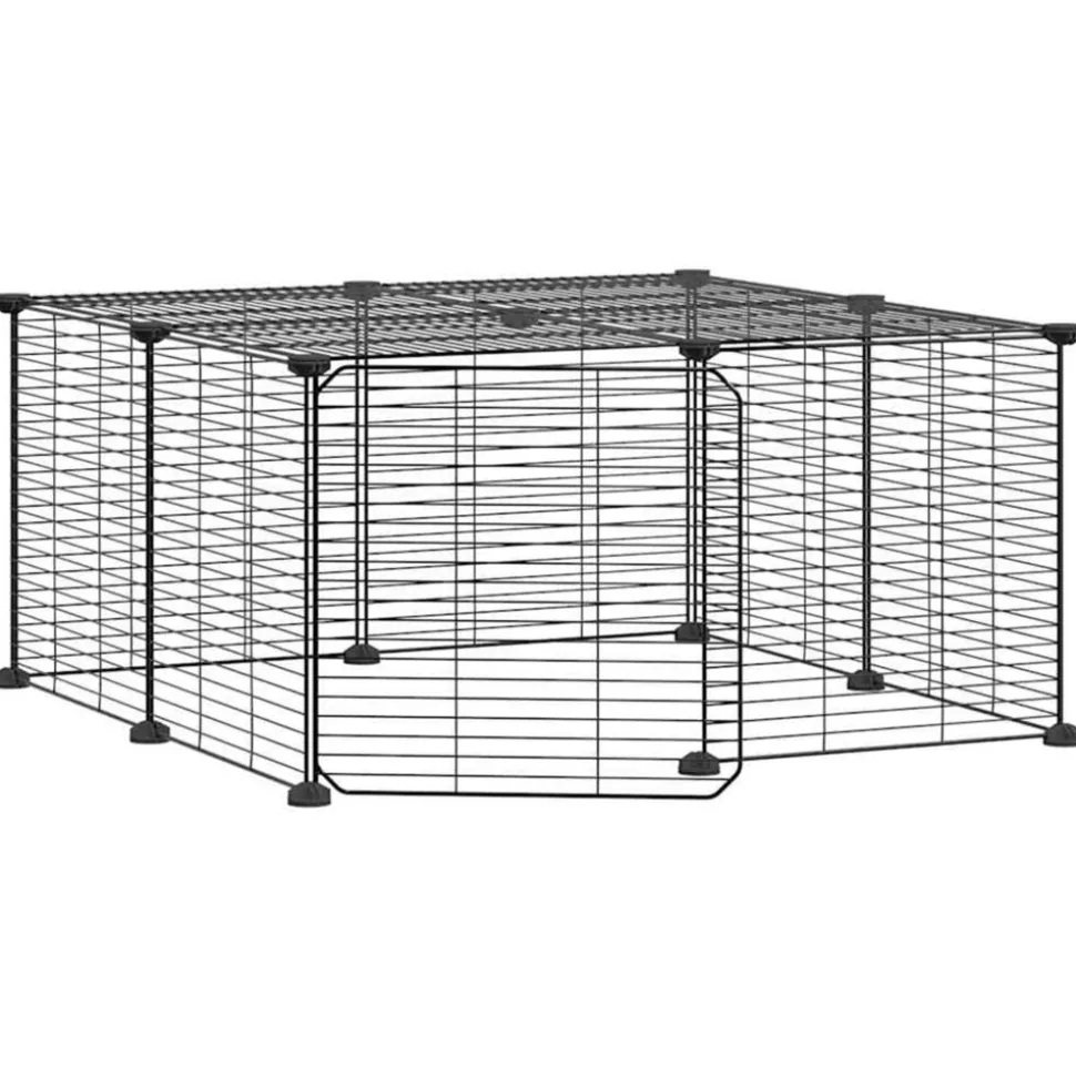 VIDAXL - Cage animaux de compagnie à 12 panneaux et porte noir 35x35 cm