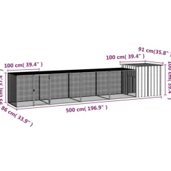 VIDAXL - Cage pour poules gris 500x91x100 cm acier galvanisé
