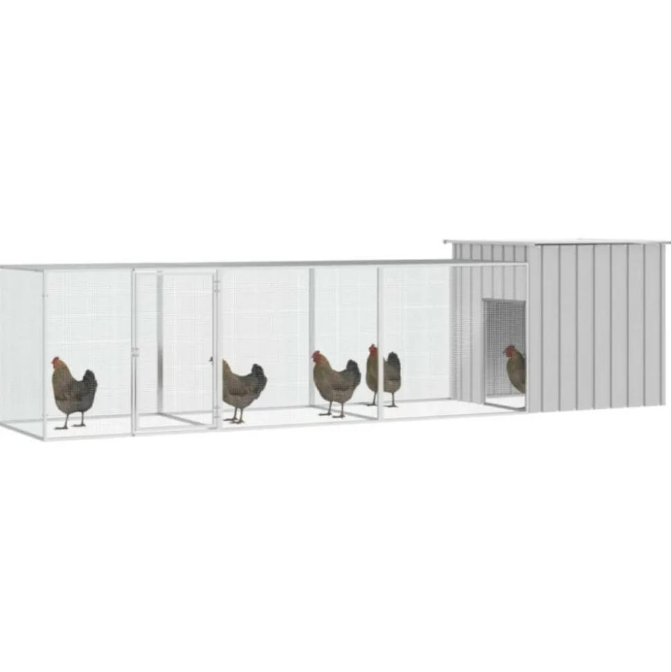 VIDAXL - Cage pour poules gris 400x91x100 cm acier galvanisé