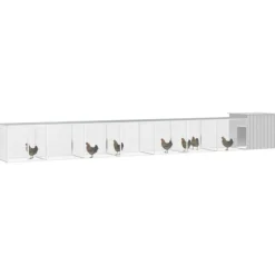 VIDAXL - Cage pour poules gris 700x91x100 cm acier galvanisé