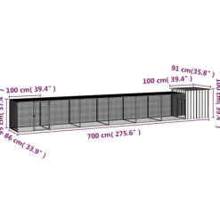 VIDAXL - Cage pour poules gris 700x91x100 cm acier galvanisé
