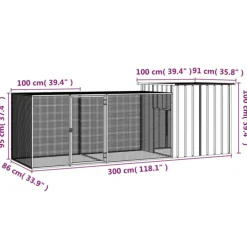 VIDAXL - Cage pour poules gris 300x91x100 cm acier galvanisé