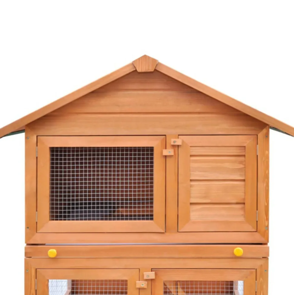 VIDAXL - Clapier d extérieur enclos pour petits animaux 3 niveaux bois