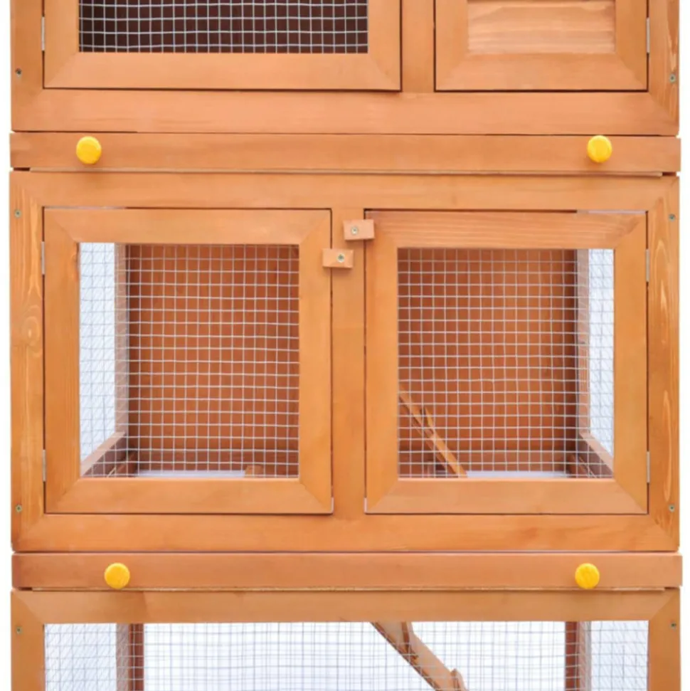 VIDAXL - Clapier d extérieur enclos pour petits animaux 3 niveaux bois