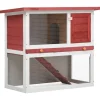 VIDAXL - Clapier d extérieur 1 porte rouge bois
