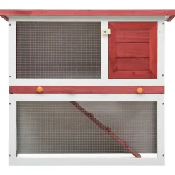 VIDAXL - Clapier d extérieur 1 porte rouge bois