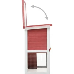 VIDAXL - Clapier d extérieur 1 porte rouge bois