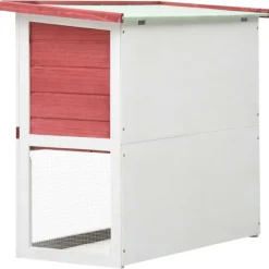 VIDAXL - Clapier d extérieur 1 porte rouge bois