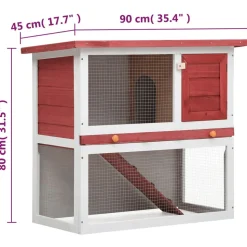 VIDAXL - Clapier d extérieur 1 porte rouge bois