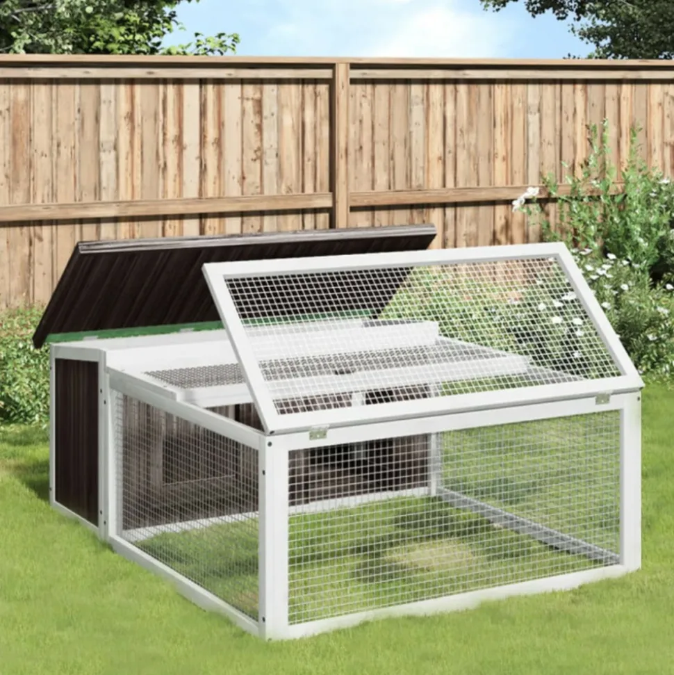 VIDAXL - Clapier gris 117,5x97x47,5 cm bois de pin massif