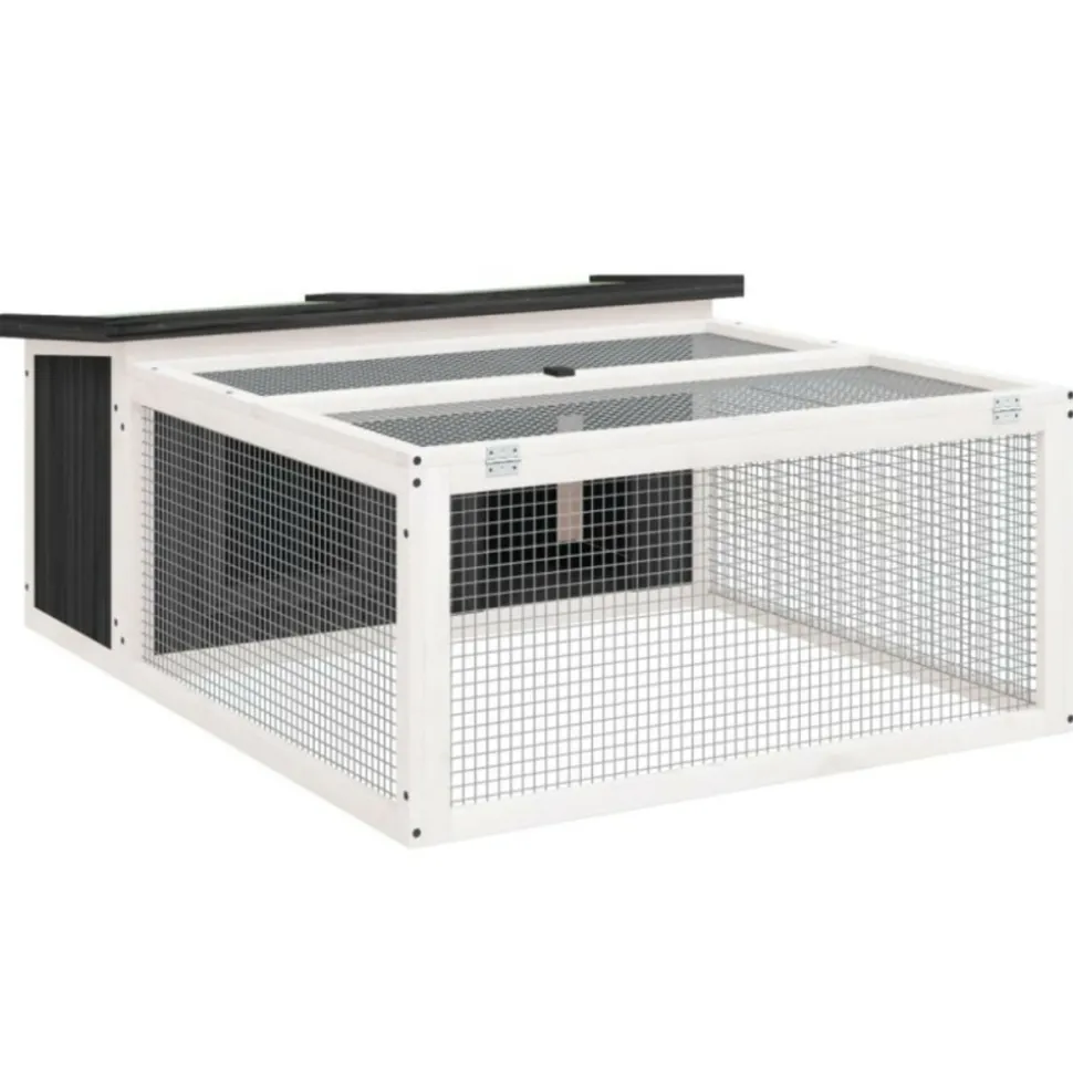 VIDAXL - Clapier gris 117,5x97x47,5 cm bois de pin massif