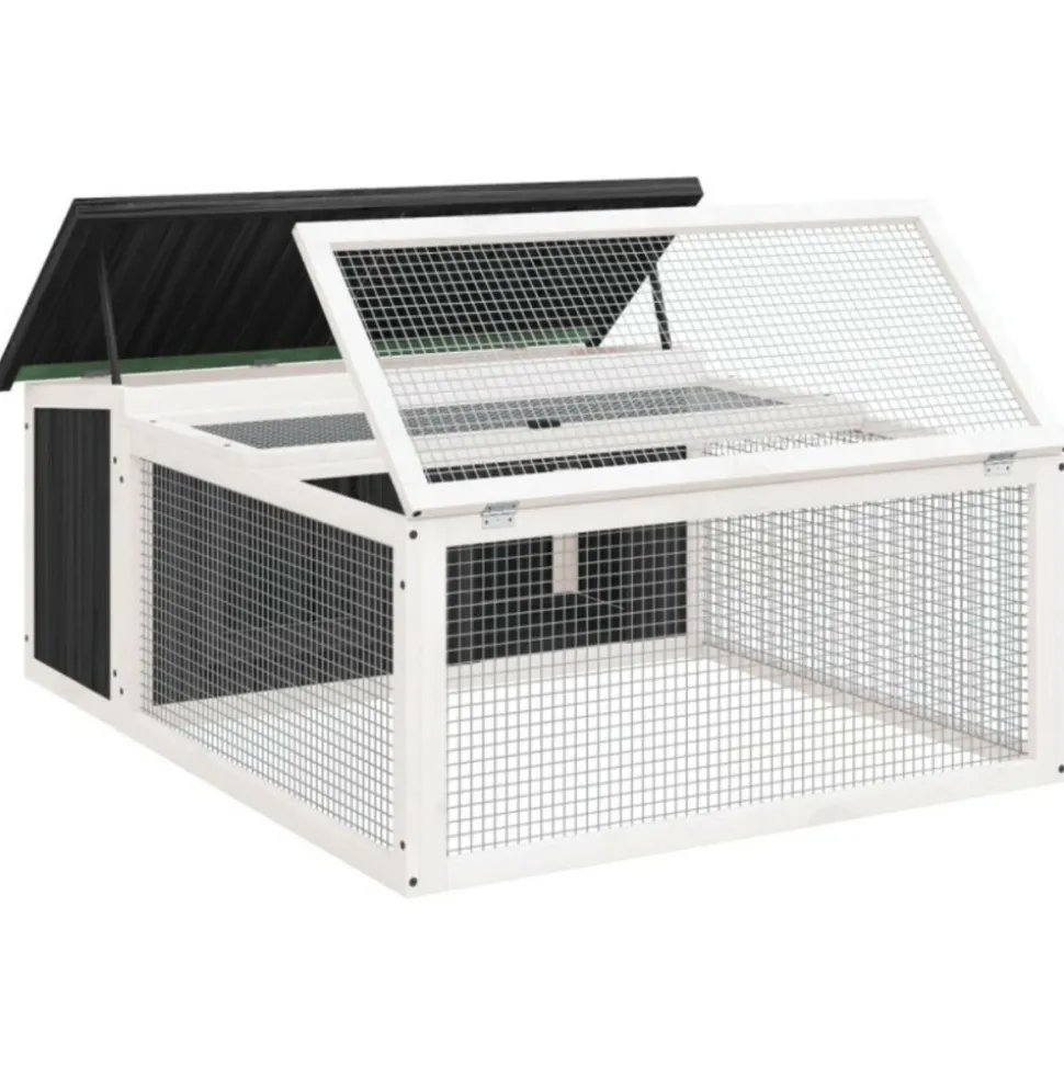 VIDAXL - Clapier gris 117,5x97x47,5 cm bois de pin massif