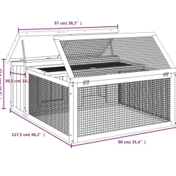 VIDAXL - Clapier gris 117,5x97x47,5 cm bois de pin massif