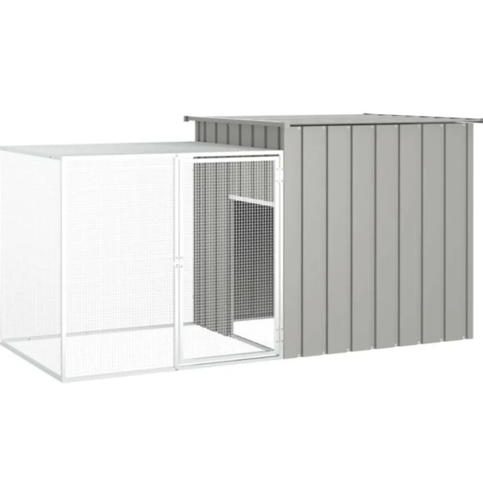VIDAXL - Clapier gris 200x91x100 cm acier galvanisé