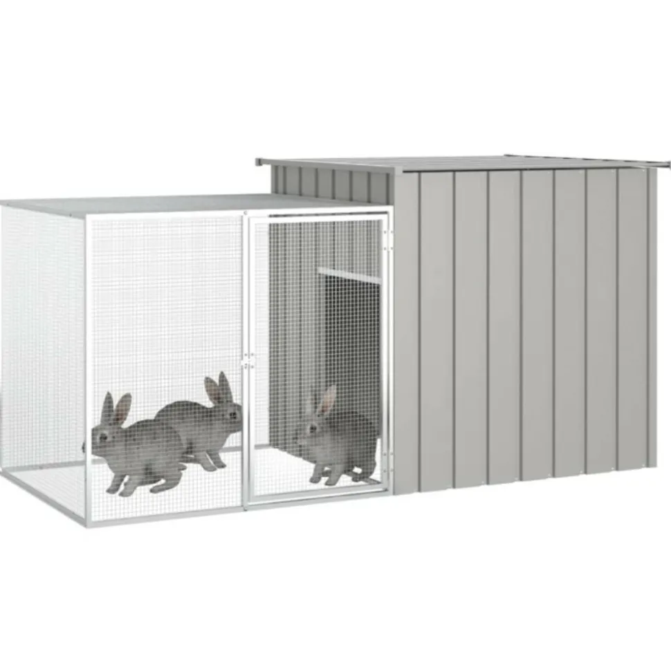 VIDAXL - Clapier gris 200x91x100 cm acier galvanisé