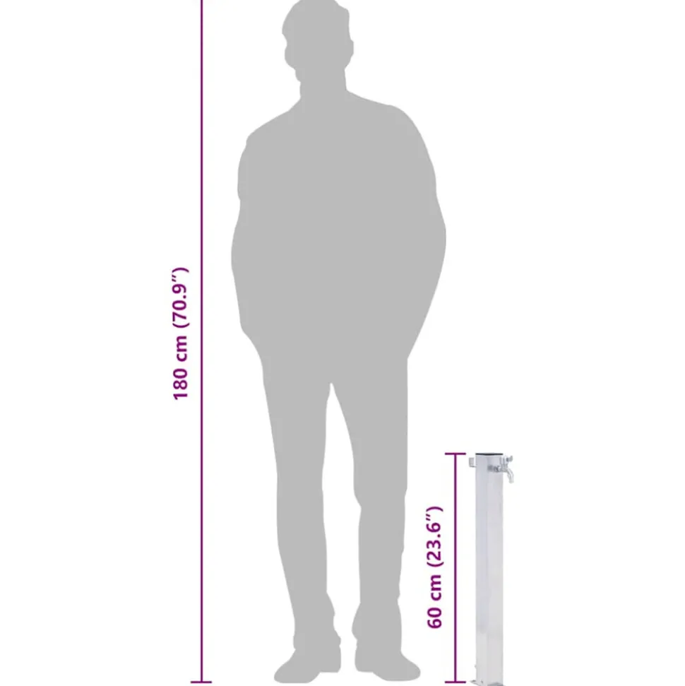 VIDAXL - Colonne à eau de jardin 60 cm acier inoxydable carré