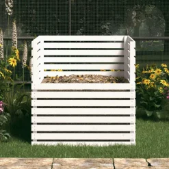 VIDAXL - Composteur blanc 100x100x102 cm bois massif de pin