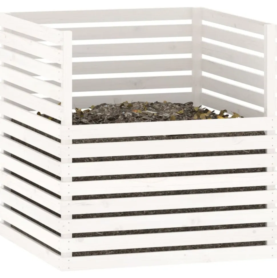 VIDAXL - Composteur blanc 100x100x102 cm bois massif de pin