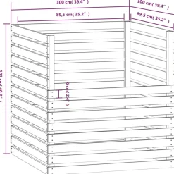 VIDAXL - Composteur blanc 100x100x102 cm bois massif de pin