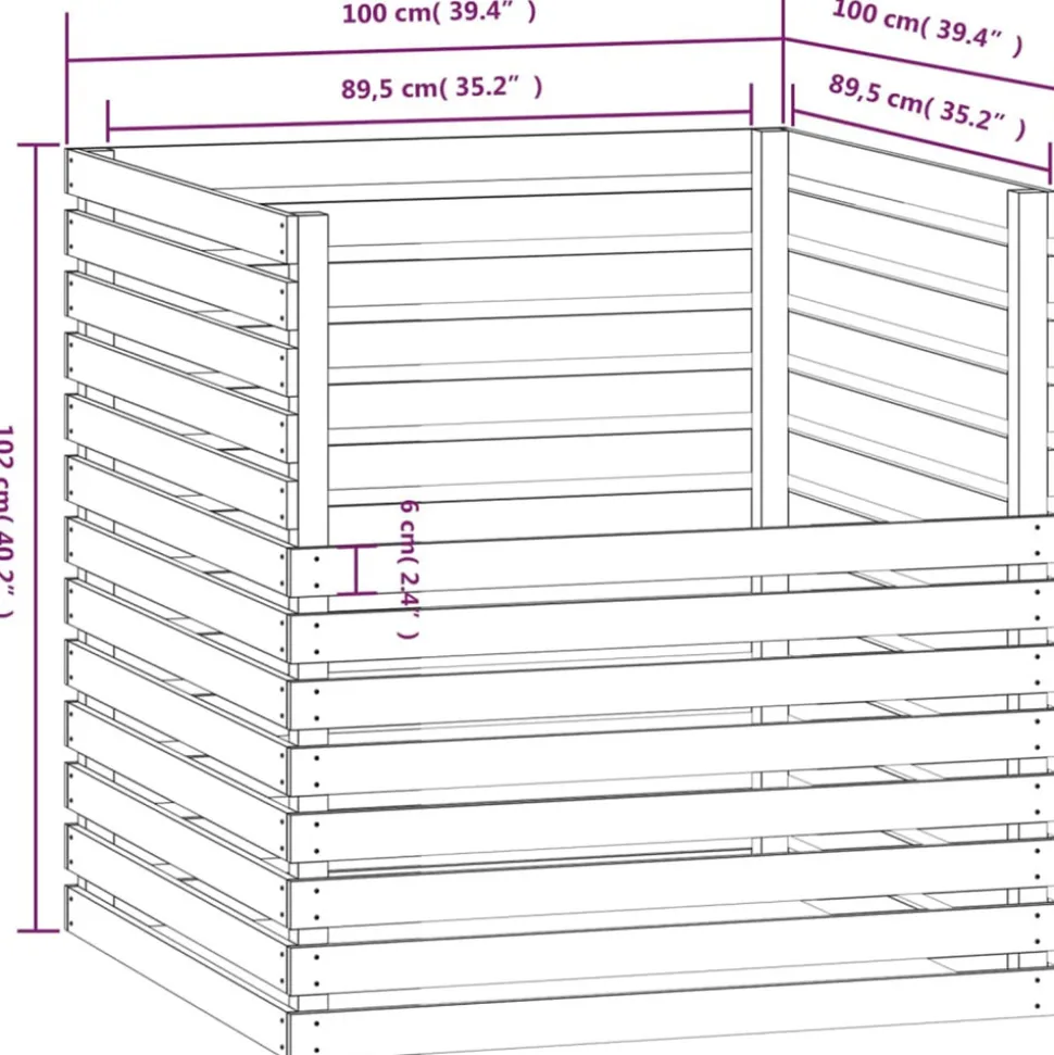 VIDAXL - Composteur blanc 100x100x102 cm bois massif de pin