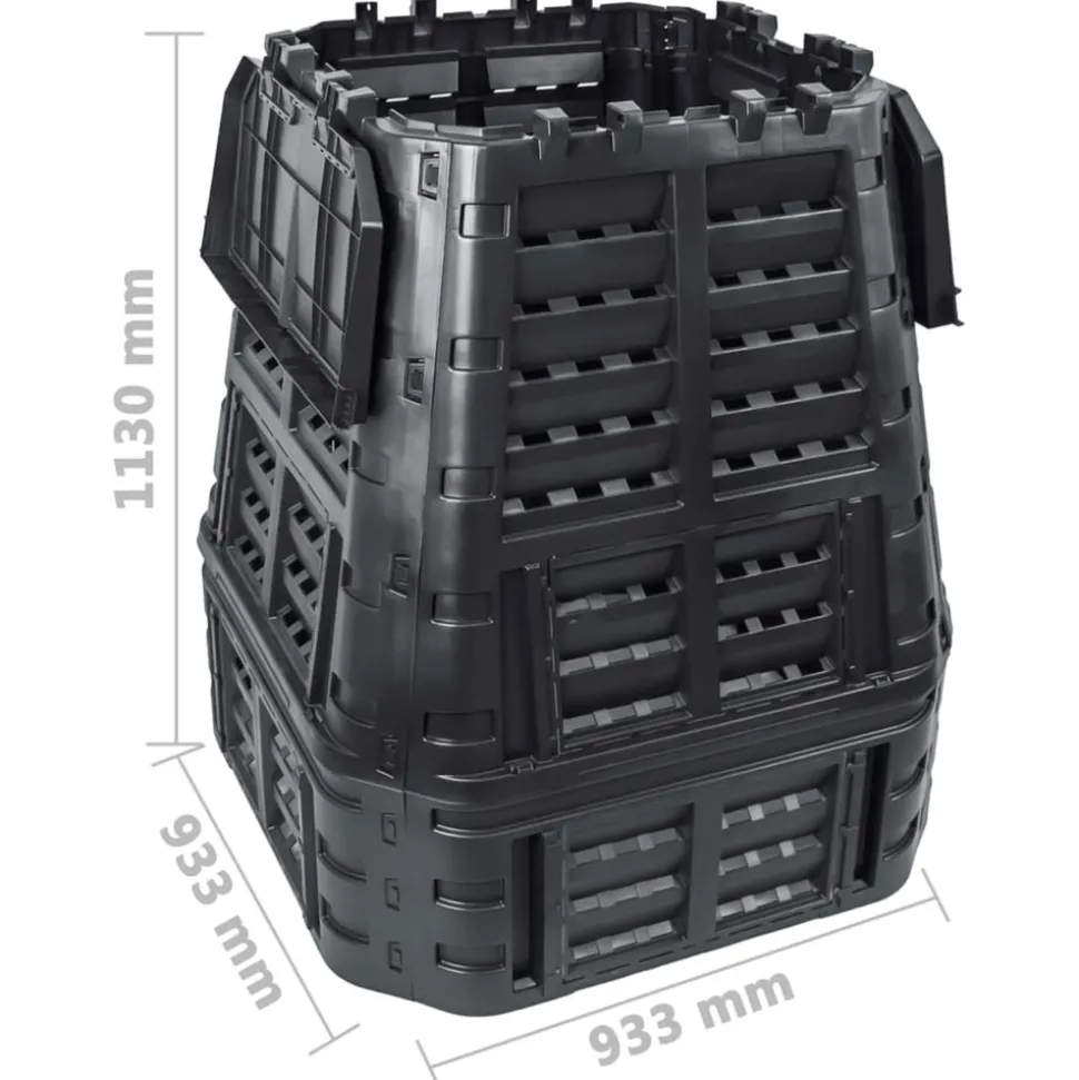 VIDAXL - Composteur de jardin noir 93,3x93,3x113 cm 740 l