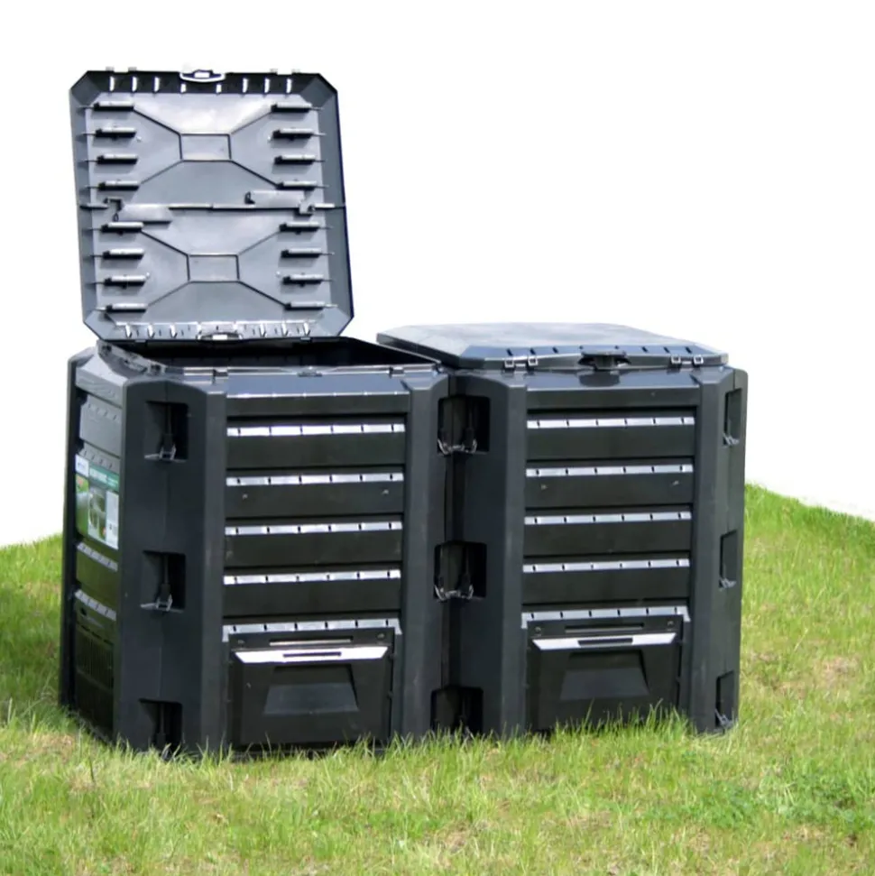 VIDAXL - Composteur de jardin noir 1200 l