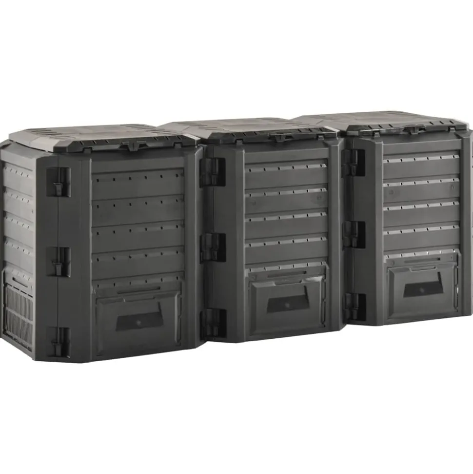VIDAXL - Composteur de jardin noir 1200 l