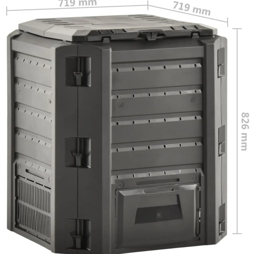 VIDAXL - Composteur de jardin noir 380 l