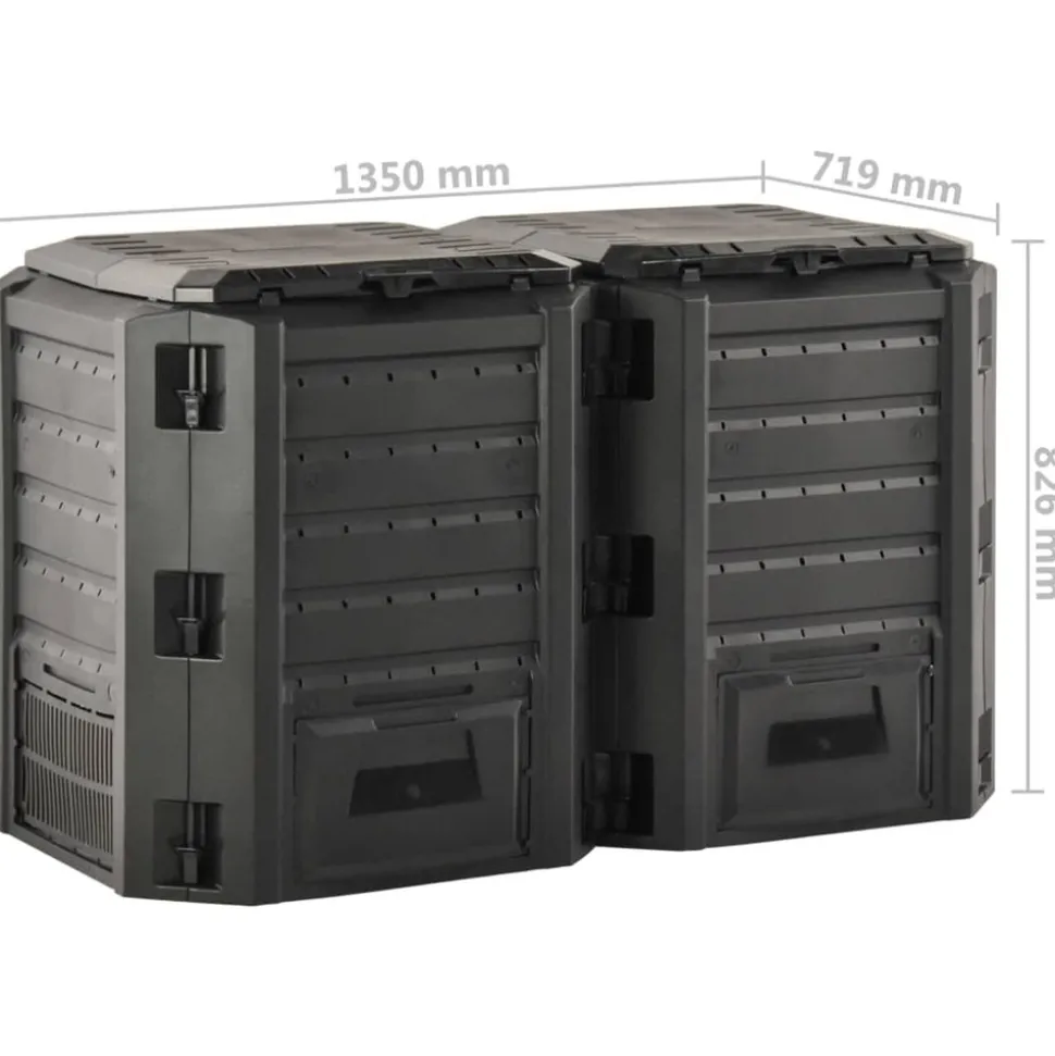 VIDAXL - Composteur de jardin noir 800 l