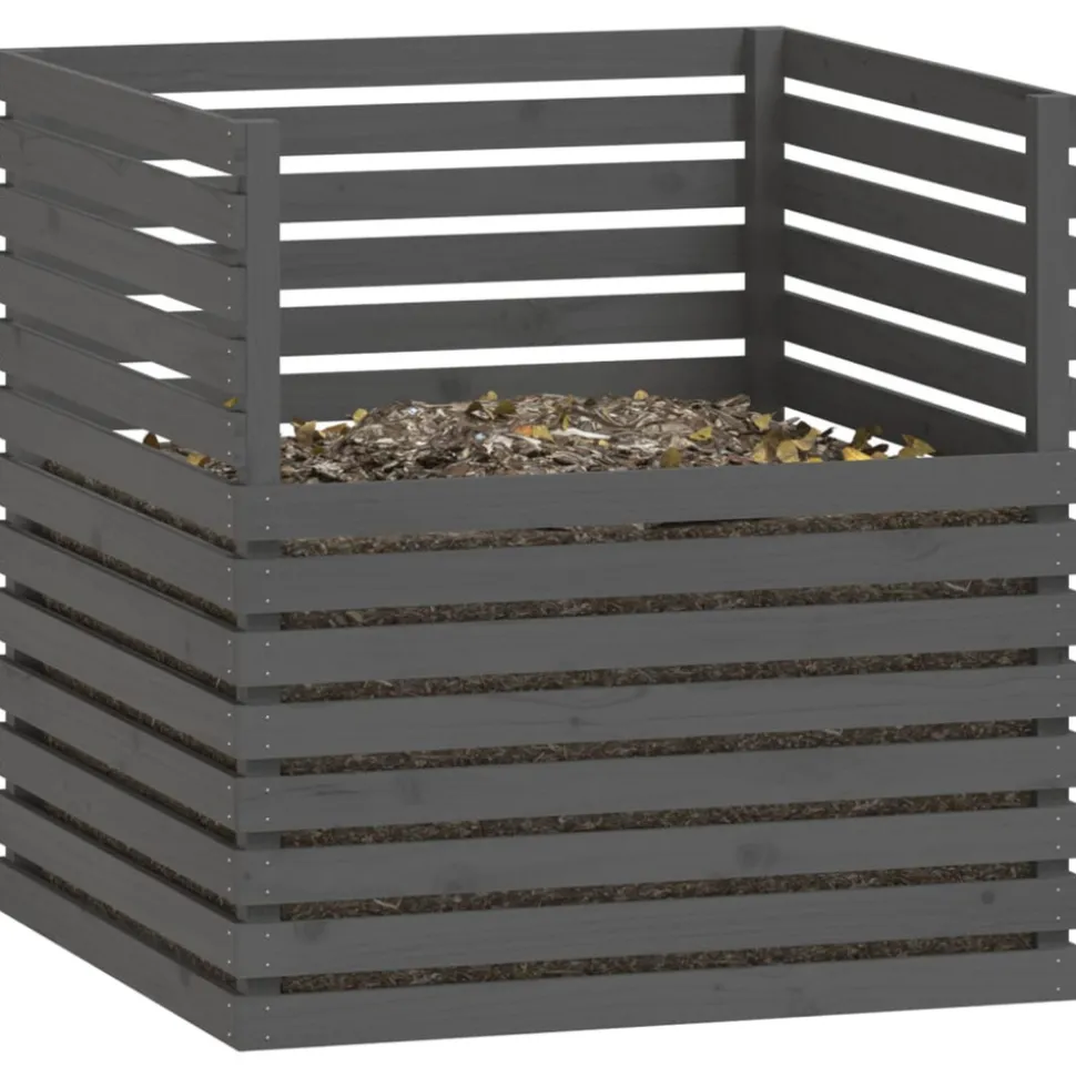 VIDAXL - Composteur gris 100x100x102 cm bois massif de pin